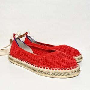 Rothy’s The Espadrille Flats Ankle Tie Sz 7 Red Orange Slip-On Summer Vacation